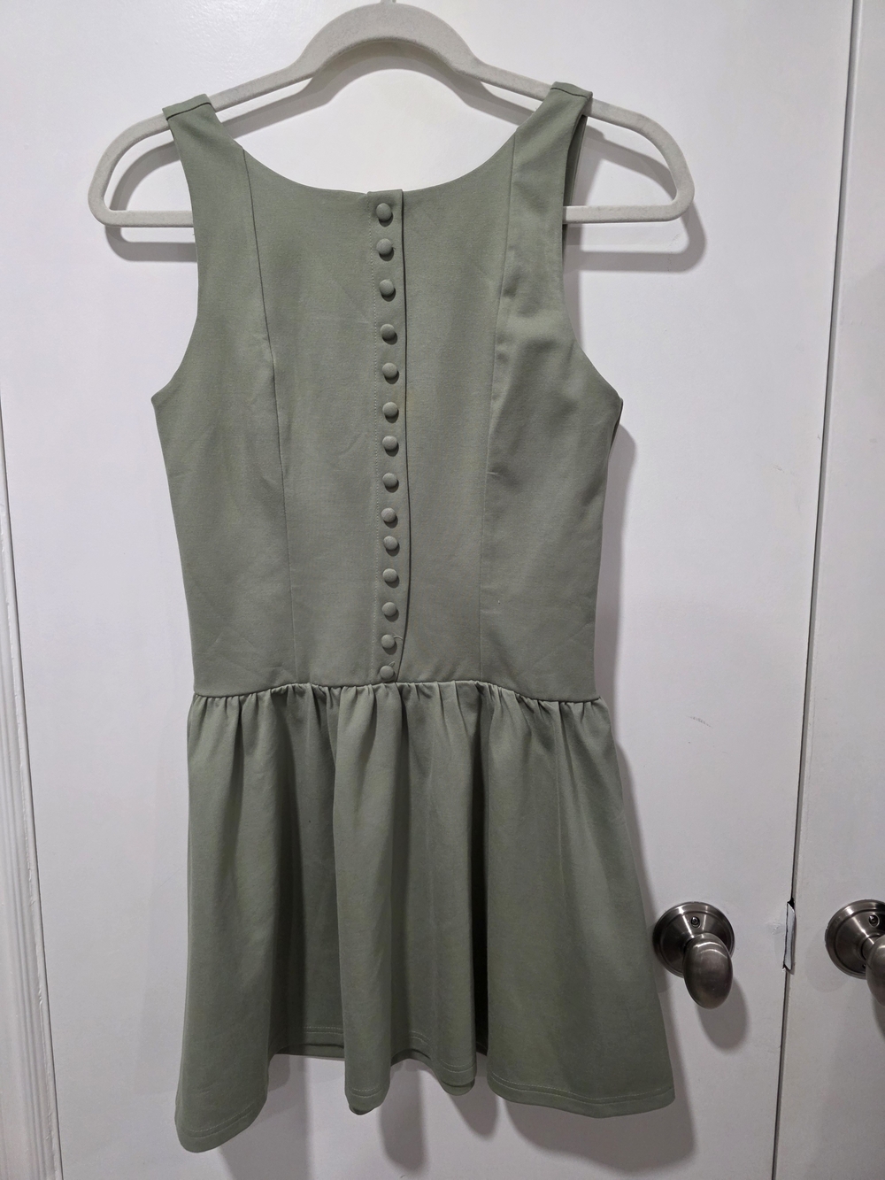 Altar'd State Button-Front Sage Green Sleeveless Mini Dress
